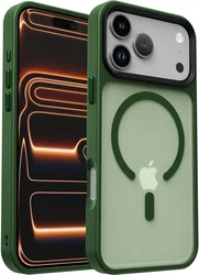 iPhone 17 Pro Hoesje met MagSafe Back Cover Matte Donker Groen afbeelding