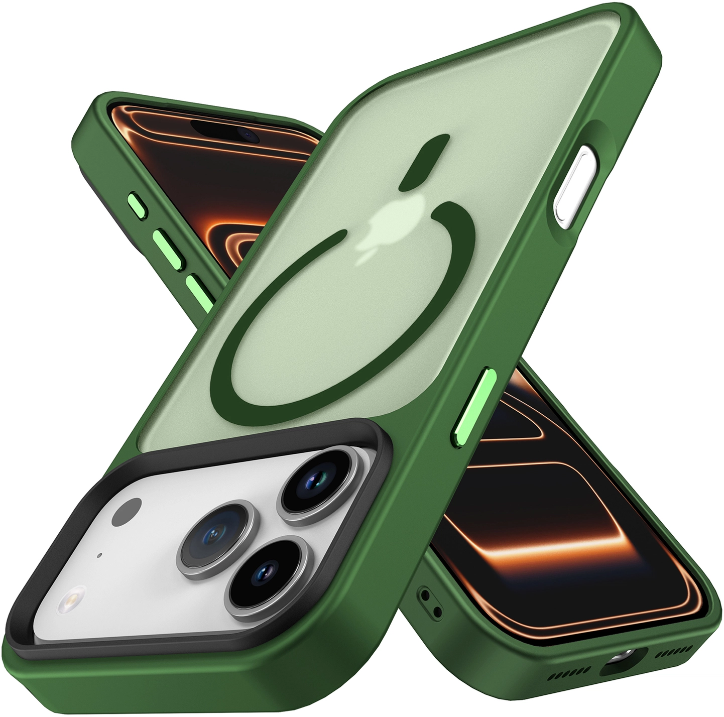 iPhone 17 Pro Hoesje met MagSafe Back Cover Matte Donker Groen afbeelding 11