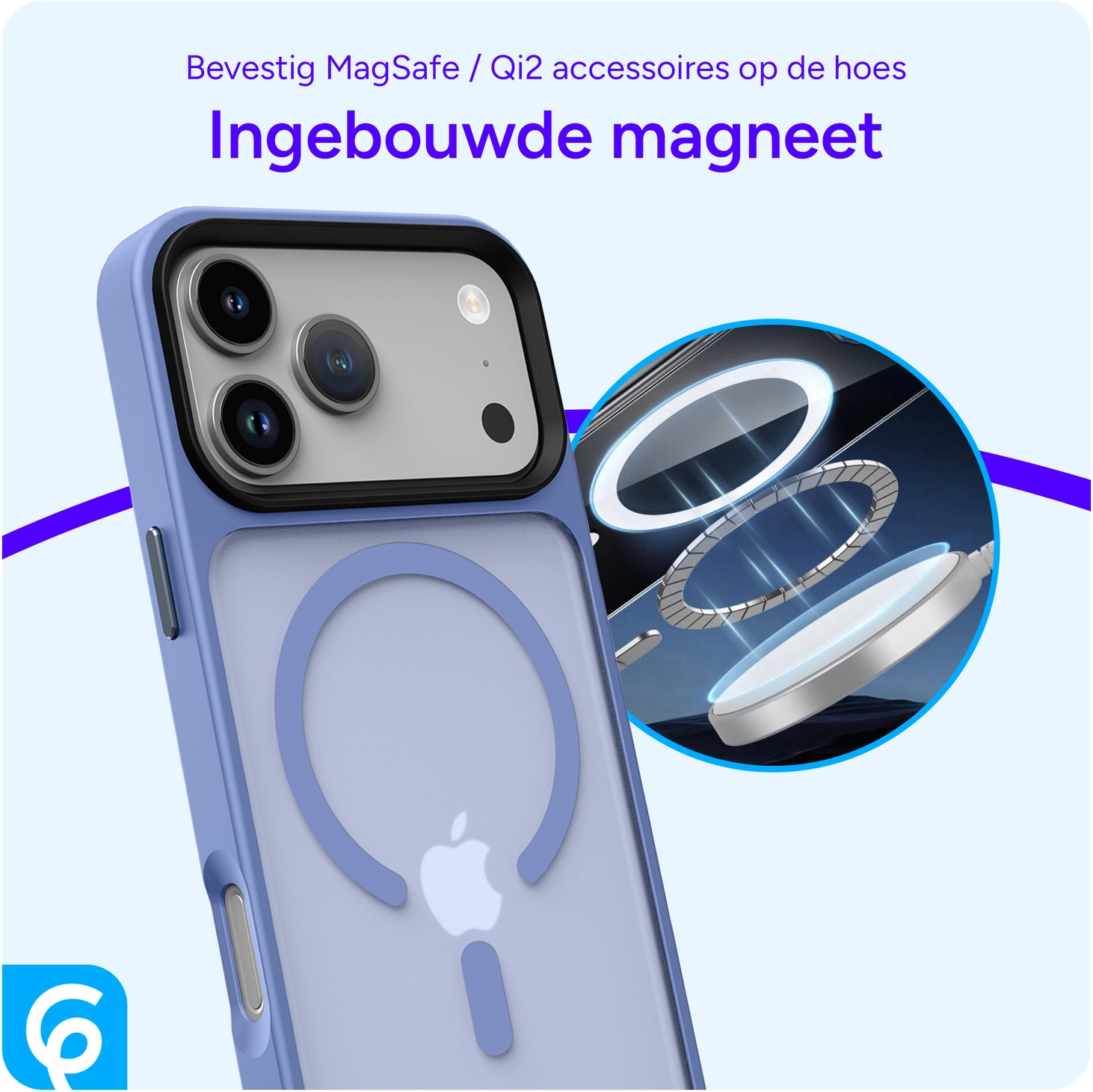 iPhone 17 Pro Hoesje met MagSafe Back Cover Matte Blauw afbeelding 2