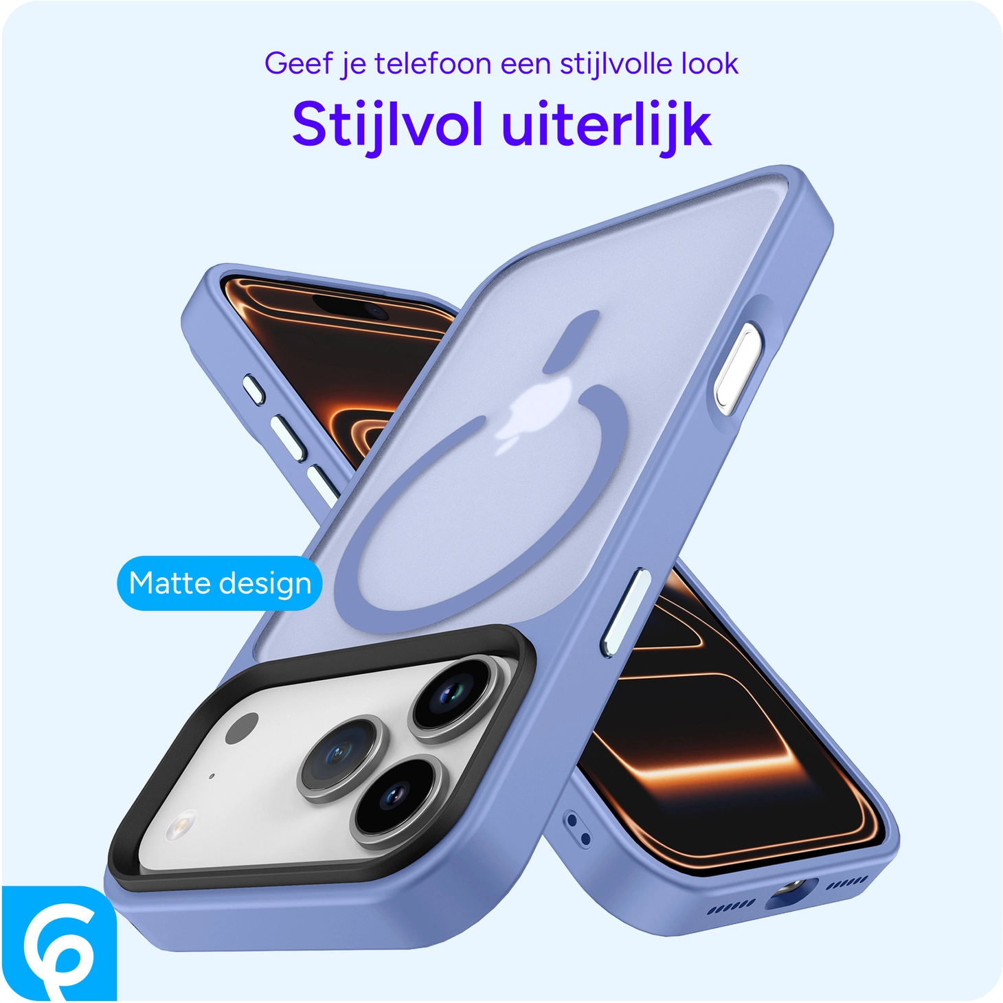 iPhone 17 Pro Hoesje met MagSafe Back Cover Matte Blauw afbeelding 7