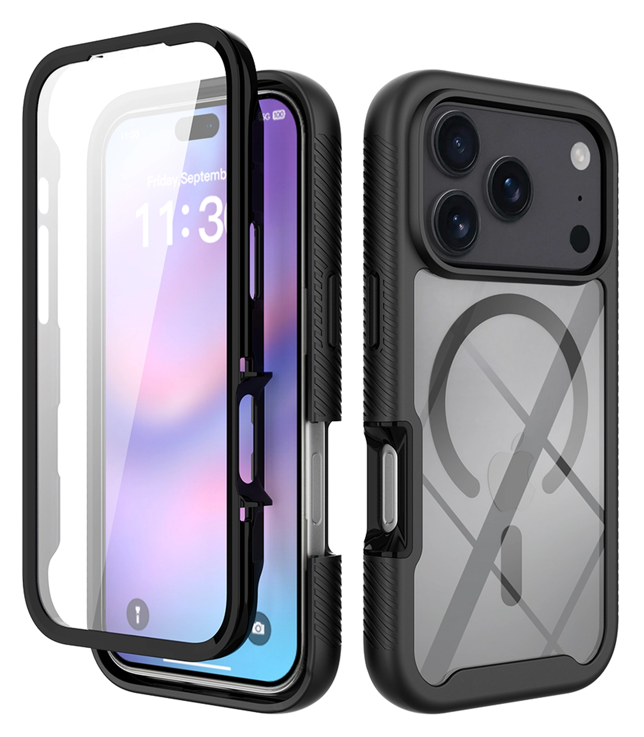 Apple iPhone 17 Pro Hoesje Full Protect 360° Cover met MagSafe Zwart afbeelding 1