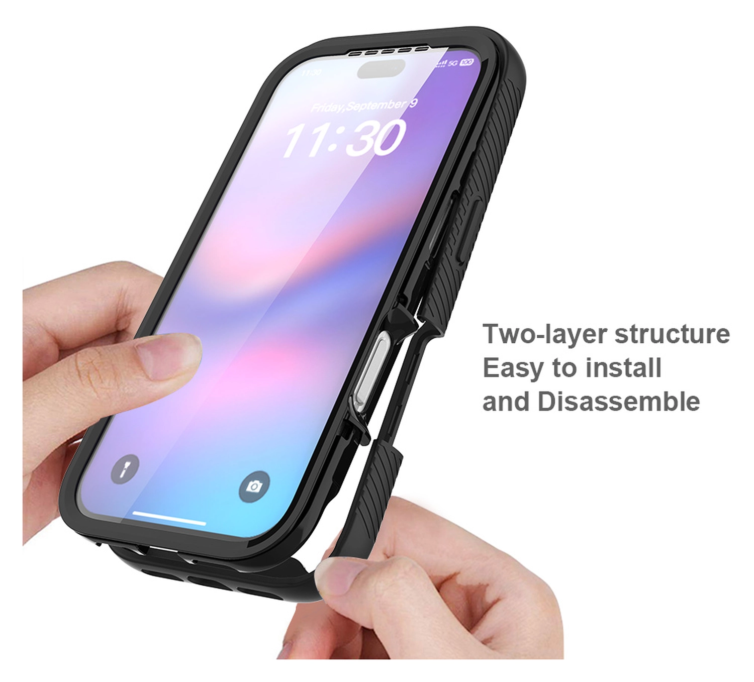 Apple iPhone 17 Pro Hoesje Full Protect 360° Cover met MagSafe Zwart afbeelding 5