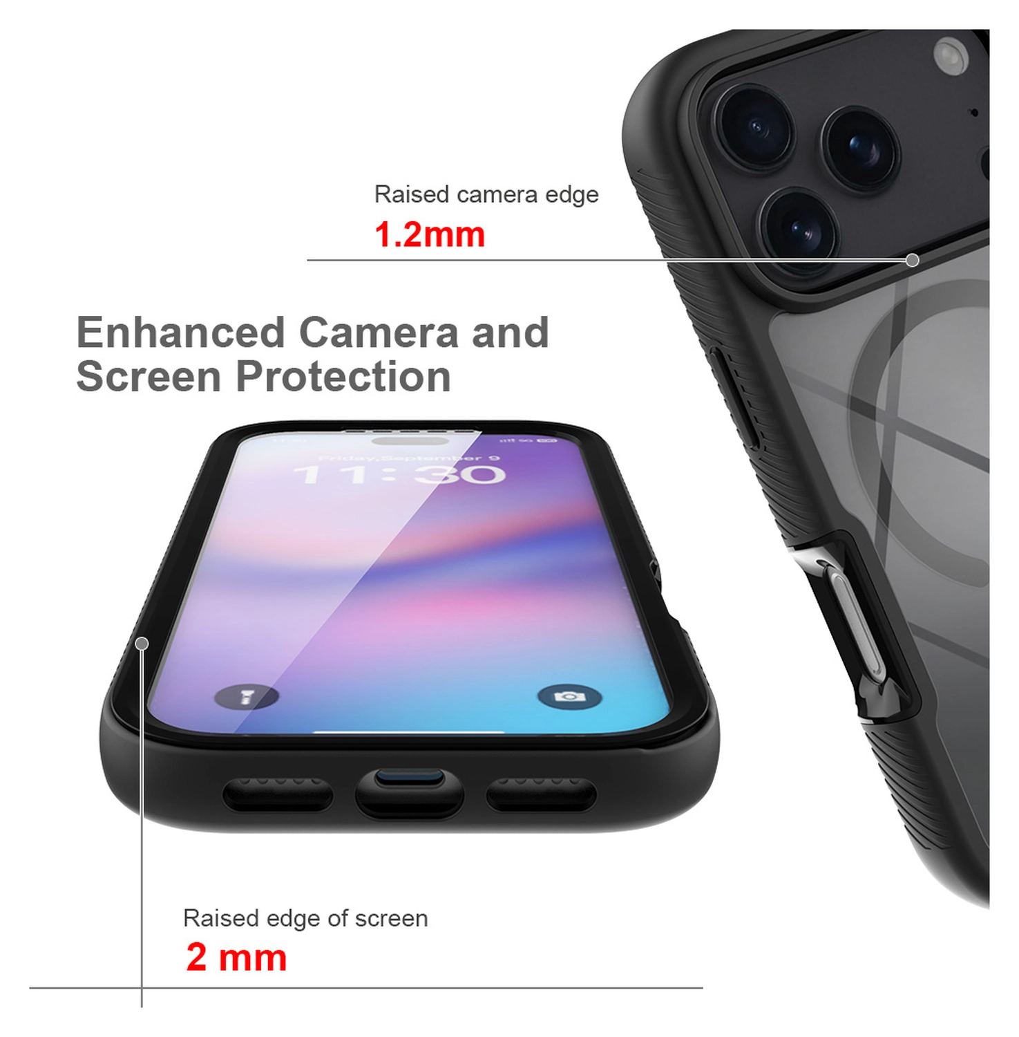 Apple iPhone 17 Pro Hoesje Full Protect 360° Cover met MagSafe Zwart afbeelding 6
