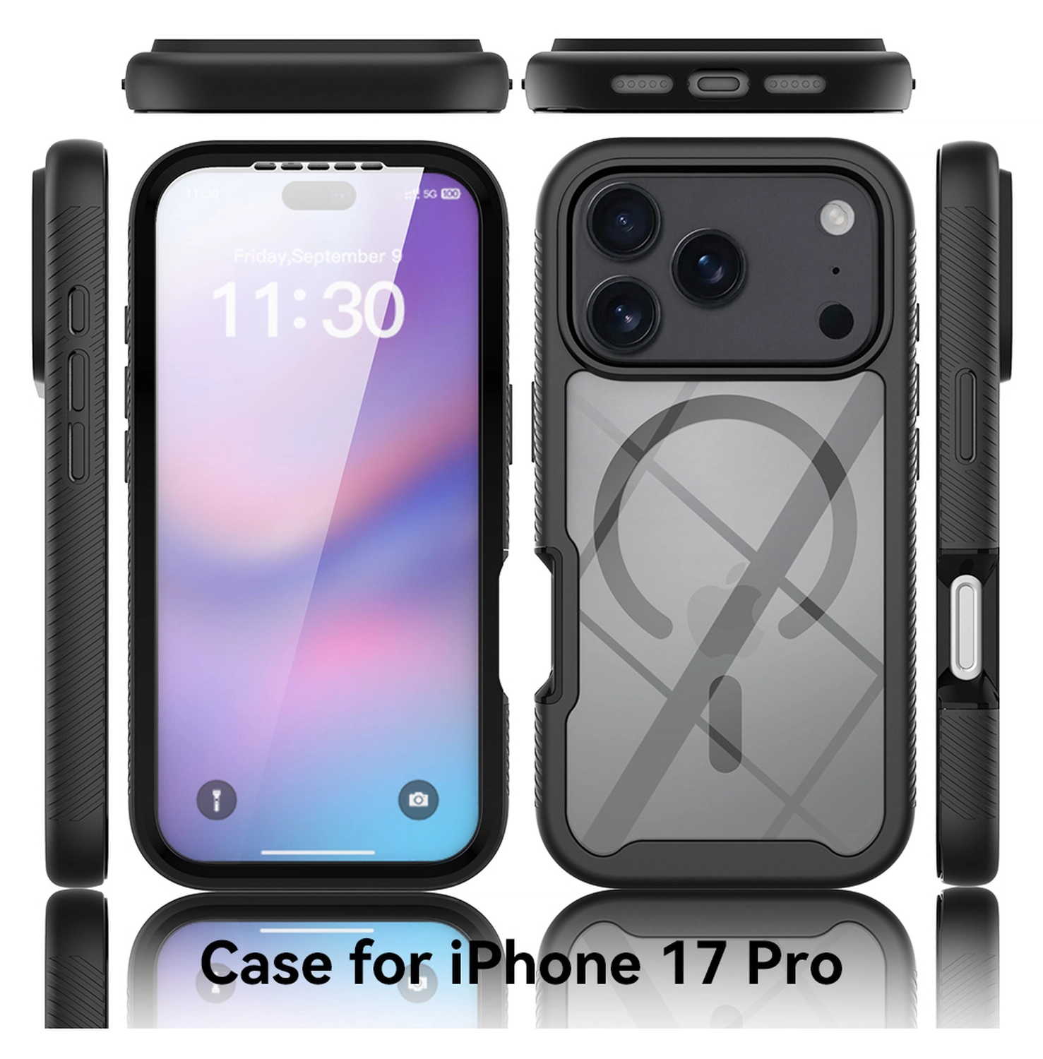 Apple iPhone 17 Pro Hoesje Full Protect 360° Cover met MagSafe Zwart afbeelding 8