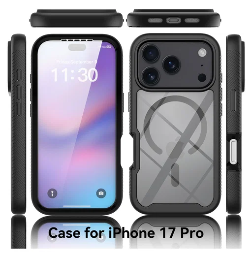 Apple iPhone 17 Pro Hoesje Full Protect 360° Cover met MagSafe Zwart afbeelding 8