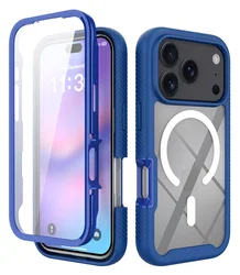 Apple iPhone 17 Pro Hoesje Full Protect 360° Cover met MagSafe Blauw afbeelding