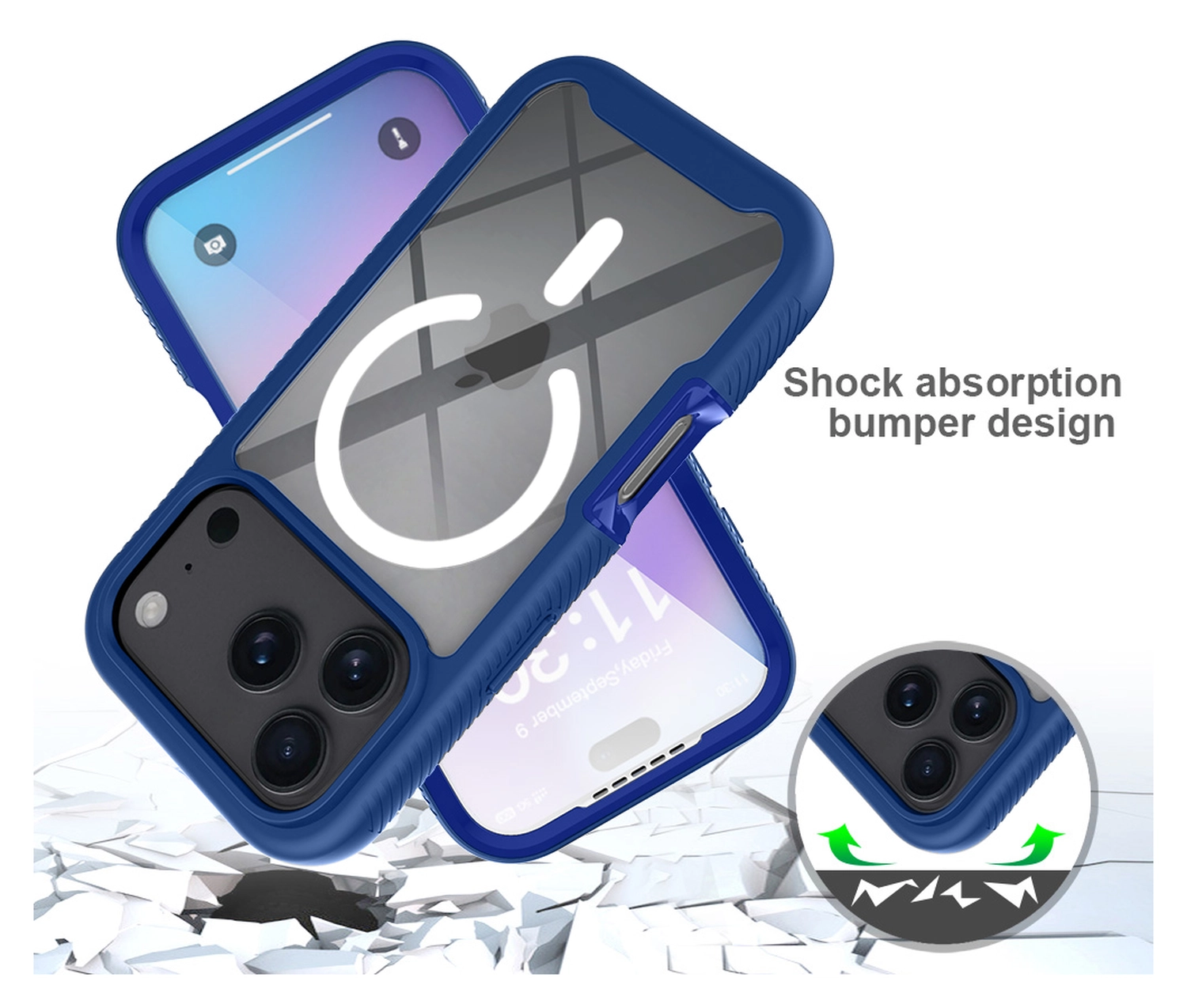 Apple iPhone 17 Pro Hoesje Full Protect 360° Cover met MagSafe Blauw afbeelding 3