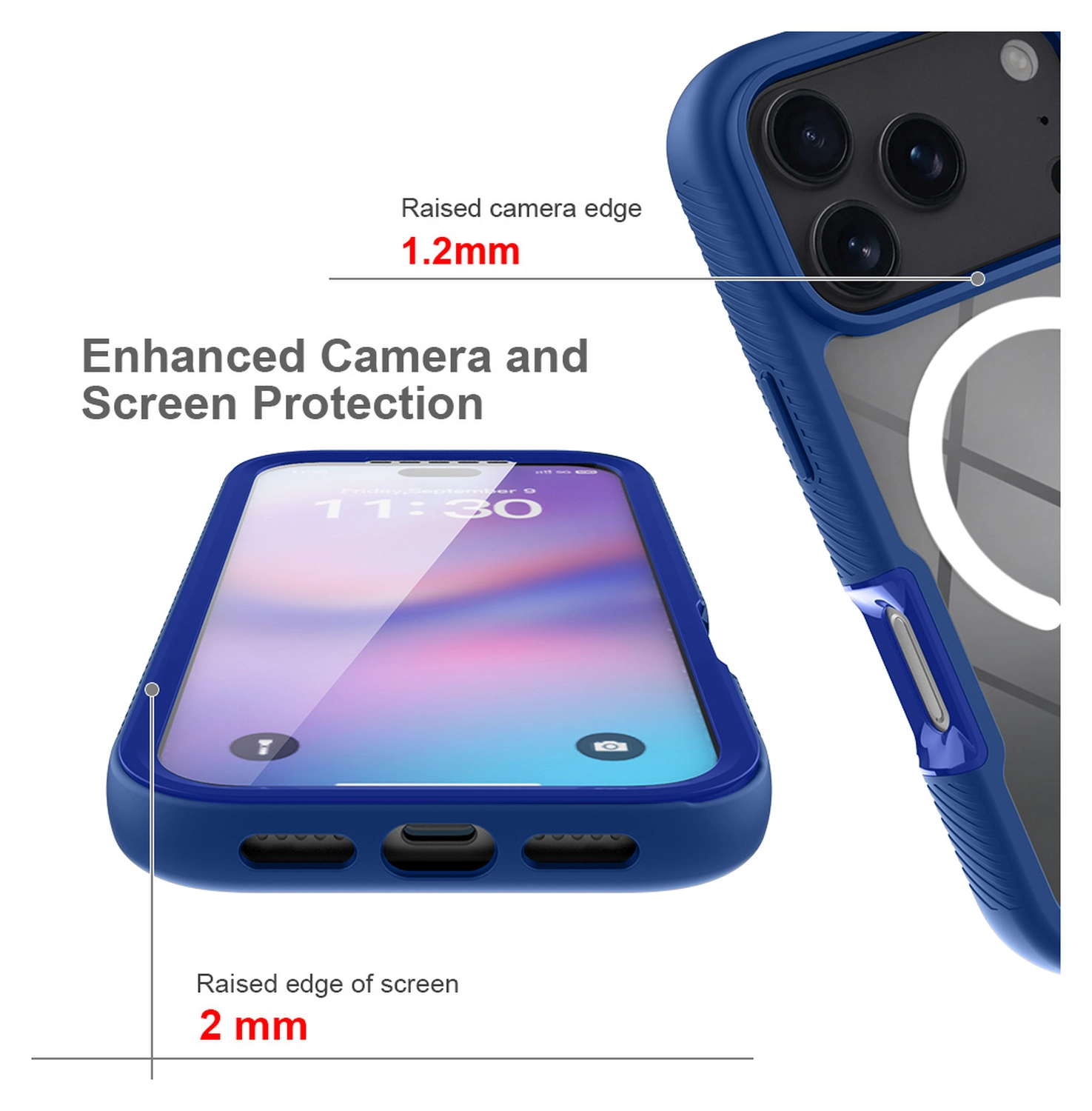 Apple iPhone 17 Pro Hoesje Full Protect 360° Cover met MagSafe Blauw afbeelding 6