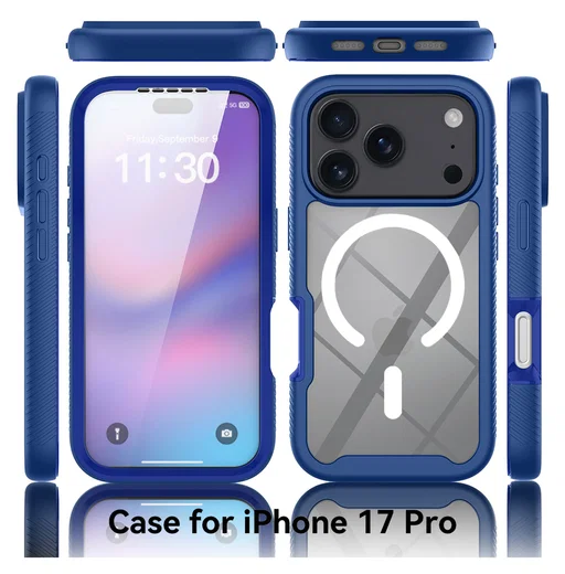 Apple iPhone 17 Pro Hoesje Full Protect 360° Cover met MagSafe Blauw afbeelding 8
