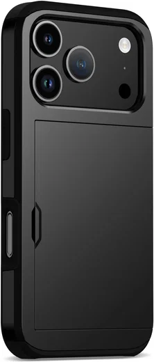 Apple iPhone 17 Pro Hoesje met Slider Kaarthouder Back Cover Zwart afbeelding 18