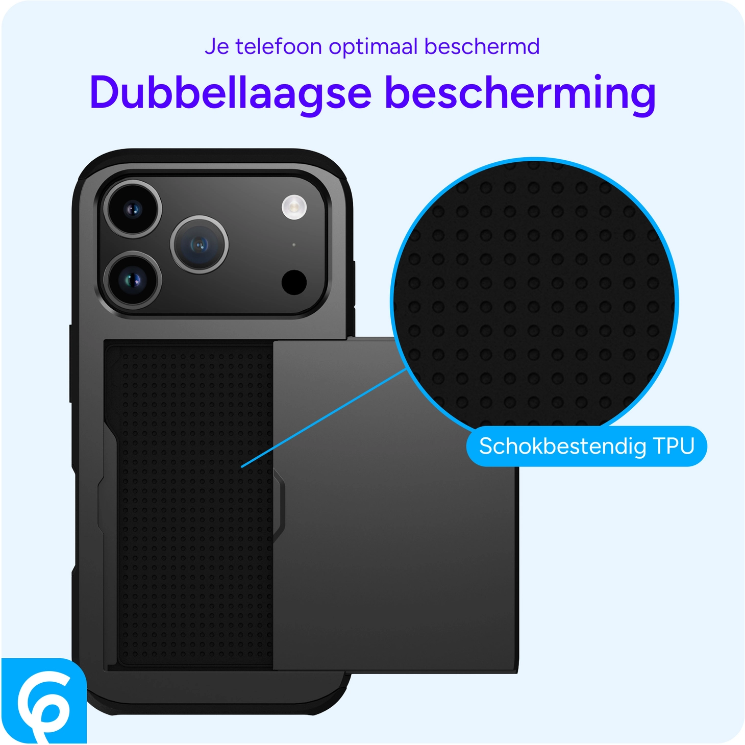 Apple iPhone 17 Pro Hoesje met Slider Kaarthouder Back Cover Zwart afbeelding 10
