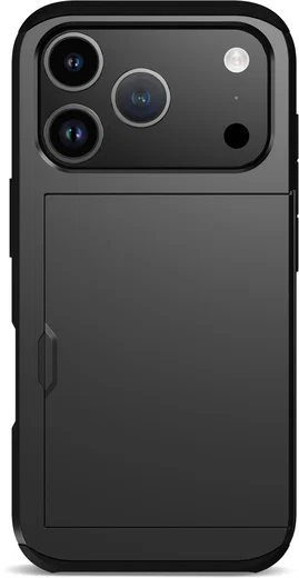 Apple iPhone 17 Pro Hoesje met Slider Kaarthouder Back Cover Zwart afbeelding 13