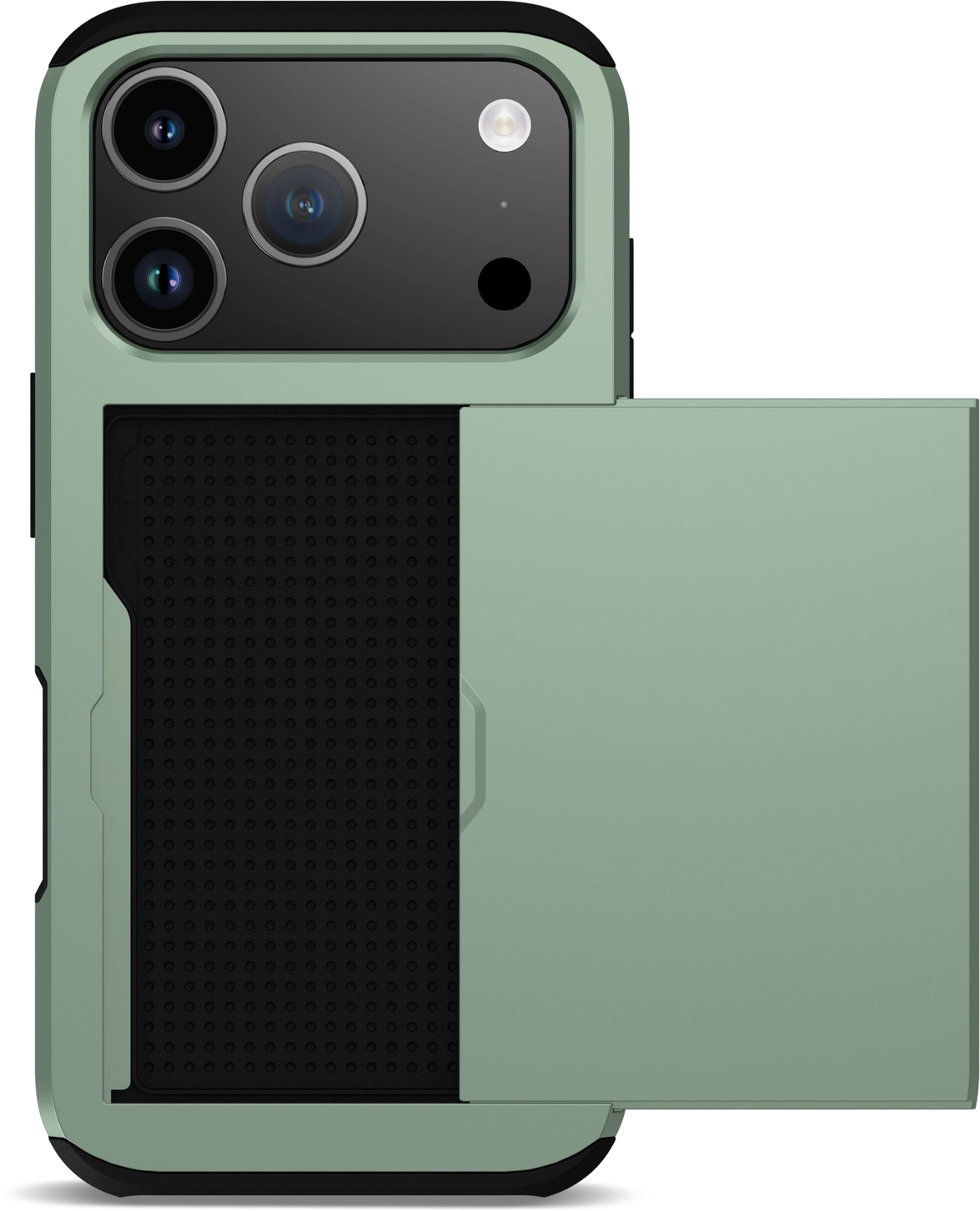 Apple iPhone 17 Pro Hoesje met Slider Kaarthouder Back Cover Groen afbeelding 12