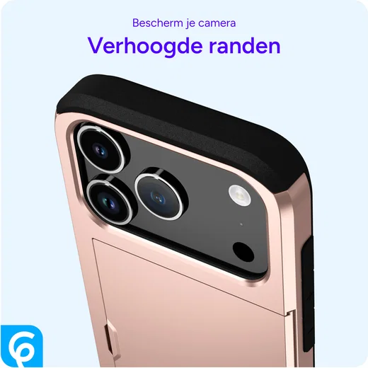 Apple iPhone 17 Pro Hoesje met Slider Kaarthouder Back Cover Roze afbeelding 7