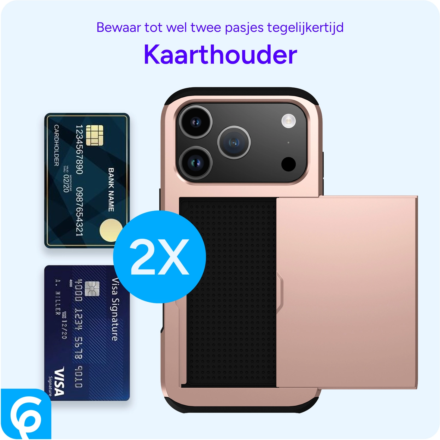 Apple iPhone 17 Pro Hoesje met Slider Kaarthouder Back Cover Roze afbeelding 9