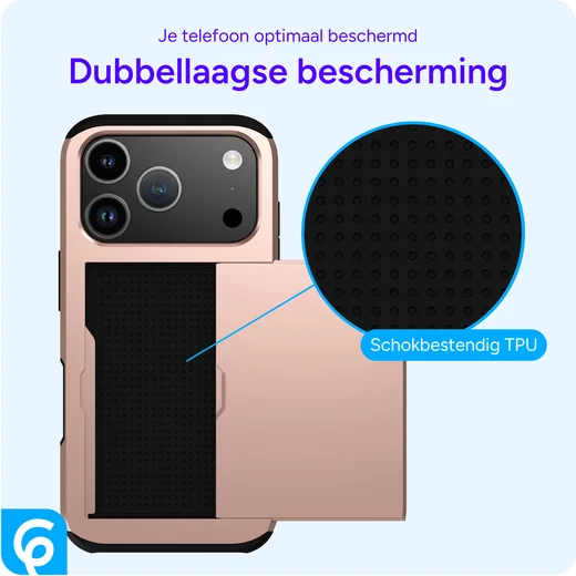Apple iPhone 17 Pro Hoesje met Slider Kaarthouder Back Cover Roze afbeelding 11