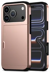 Apple iPhone 17 Pro Hoesje met Slider Kaarthouder Back Cover Roze afbeelding