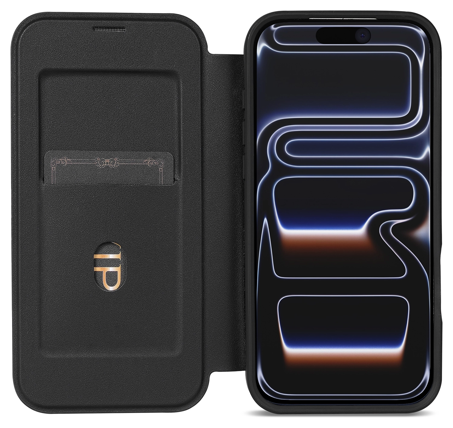 Apple iPhone 17 Pro Hoesje met MagSafe Book Case Transparant Zwart afbeelding 1