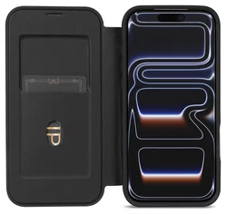 Apple iPhone 17 Pro Hoesje met MagSafe Book Case Transparant Zwart afbeelding