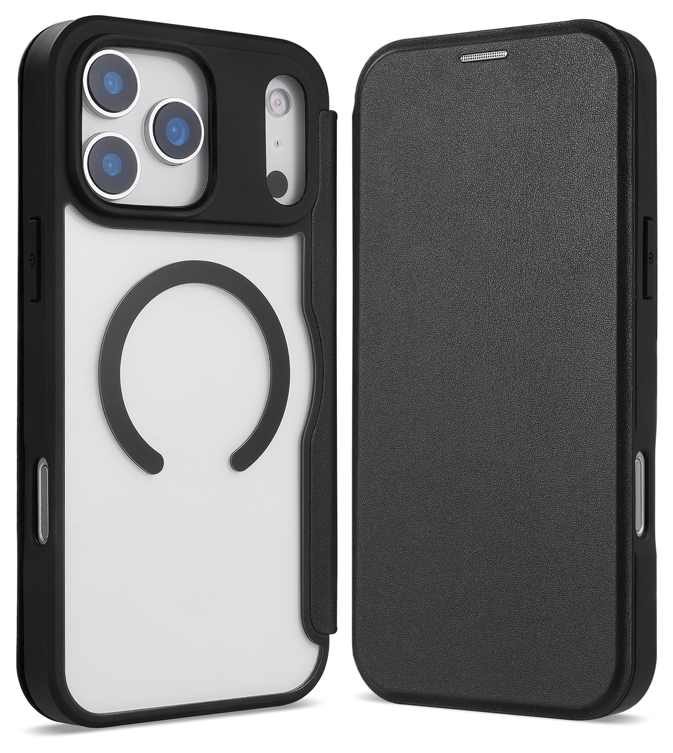 Apple iPhone 17 Pro Hoesje met MagSafe Book Case Transparant Zwart afbeelding 2