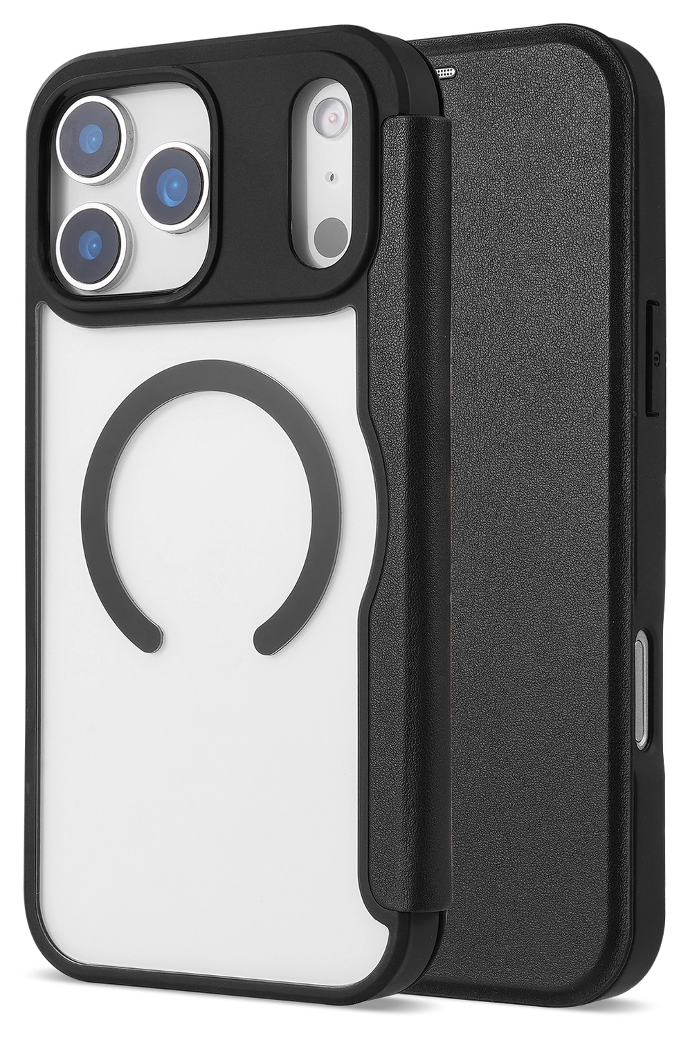 Apple iPhone 17 Pro Hoesje met MagSafe Book Case Transparant Zwart afbeelding 3