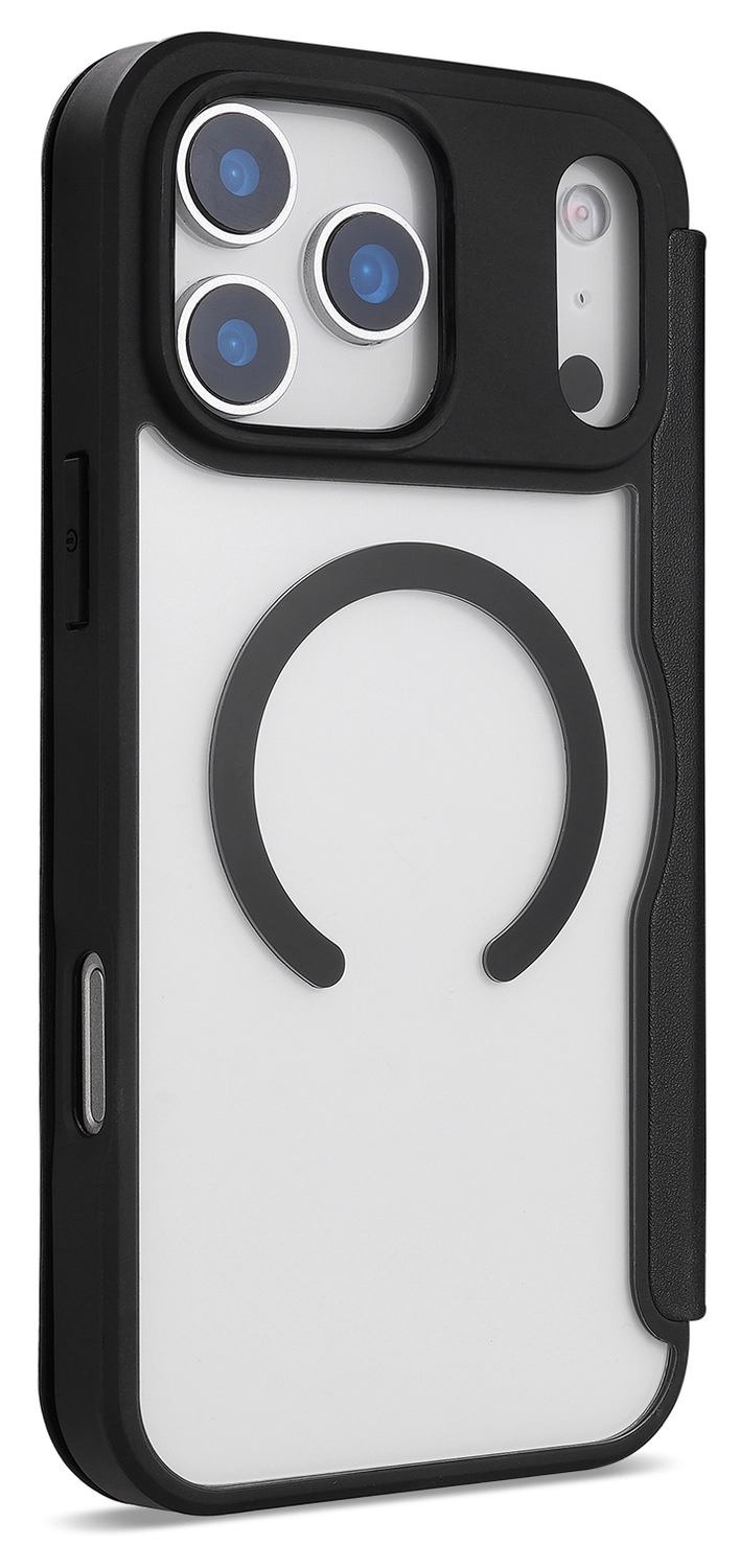 Apple iPhone 17 Pro Hoesje met MagSafe Book Case Transparant Zwart afbeelding 5