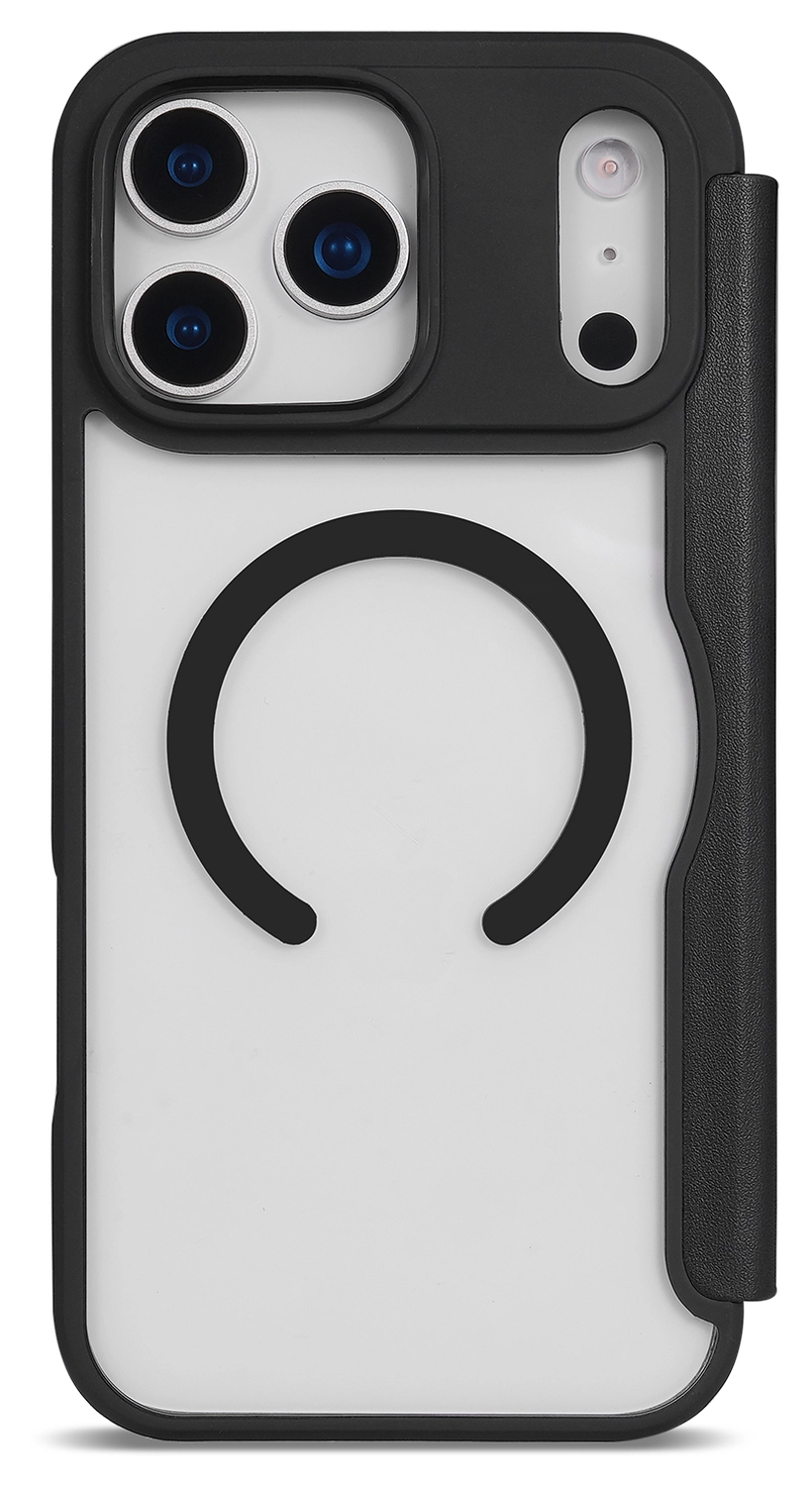 Apple iPhone 17 Pro Hoesje met MagSafe Book Case Transparant Zwart afbeelding 6