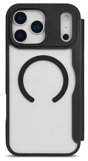 Apple iPhone 17 Pro Hoesje met MagSafe Book Case Transparant Zwart afbeelding 6