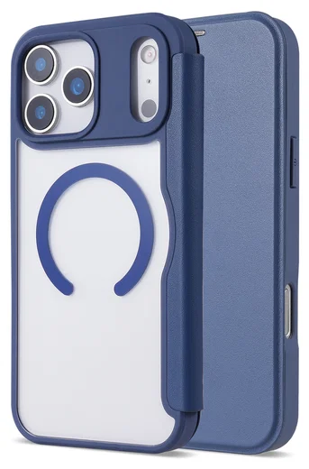 Apple iPhone 17 Pro Hoesje met MagSafe Book Case Transparant Blauw afbeelding 3