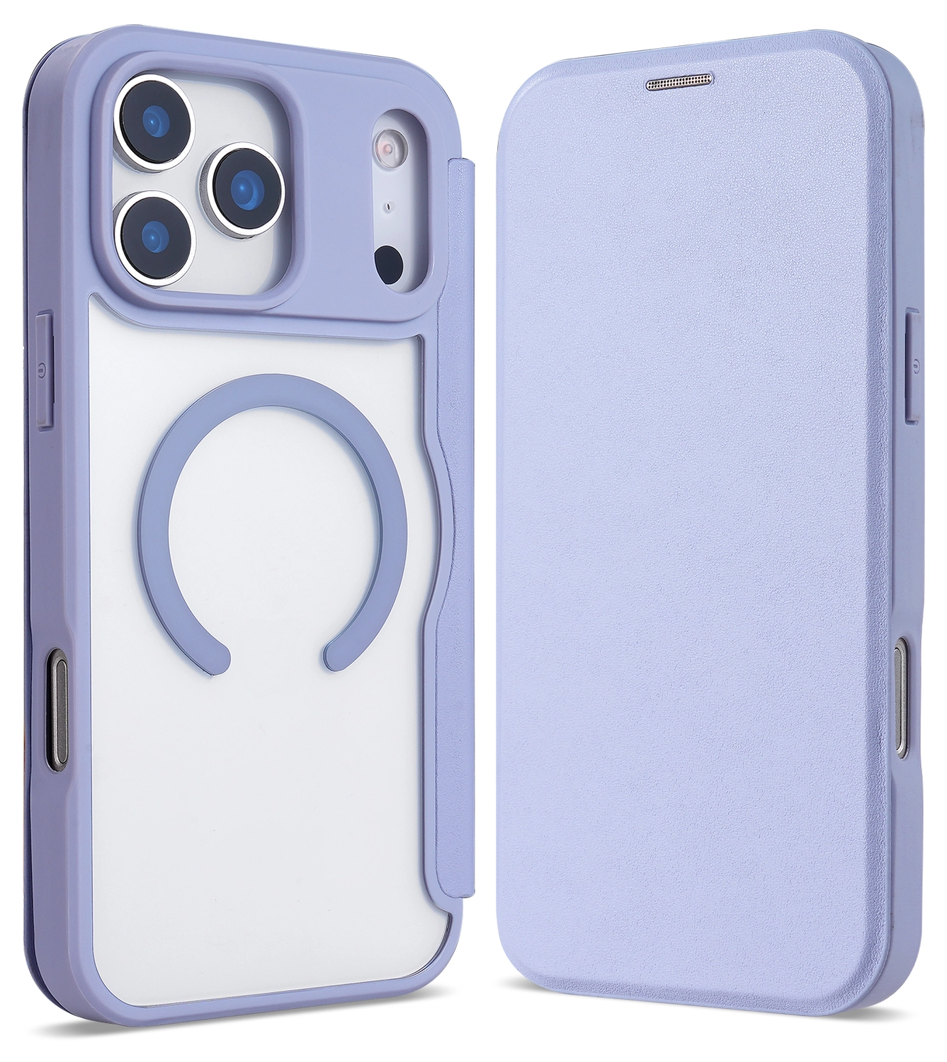 Apple iPhone 17 Pro Hoesje met MagSafe Book Case Transparant Paars afbeelding 2