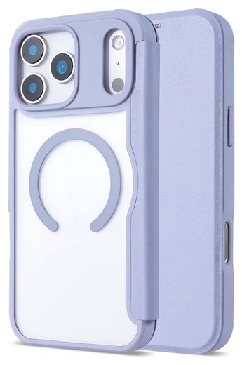 Apple iPhone 17 Pro Hoesje met MagSafe Book Case Transparant Paars afbeelding 3