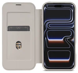 Apple iPhone 17 Pro Hoesje met MagSafe Book Case Transparant Beige afbeelding