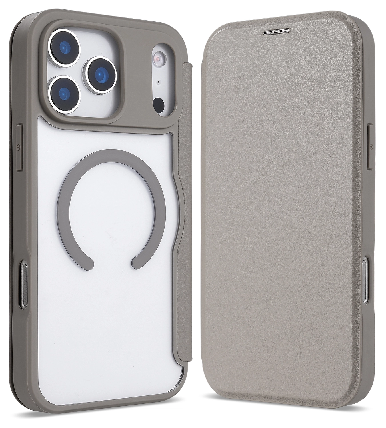 Apple iPhone 17 Pro Hoesje met MagSafe Book Case Transparant Beige afbeelding 2