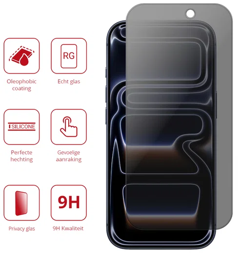 Rosso iPhone 17 Pro 9H Tempered Glass Screen Protector Privacy afbeelding 2