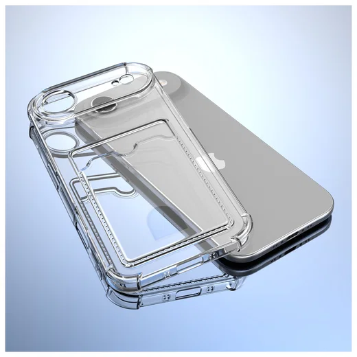 Apple iPhone Air Hoesje Dun TPU met Pasjeshouder Back Cover Transparant afbeelding 5