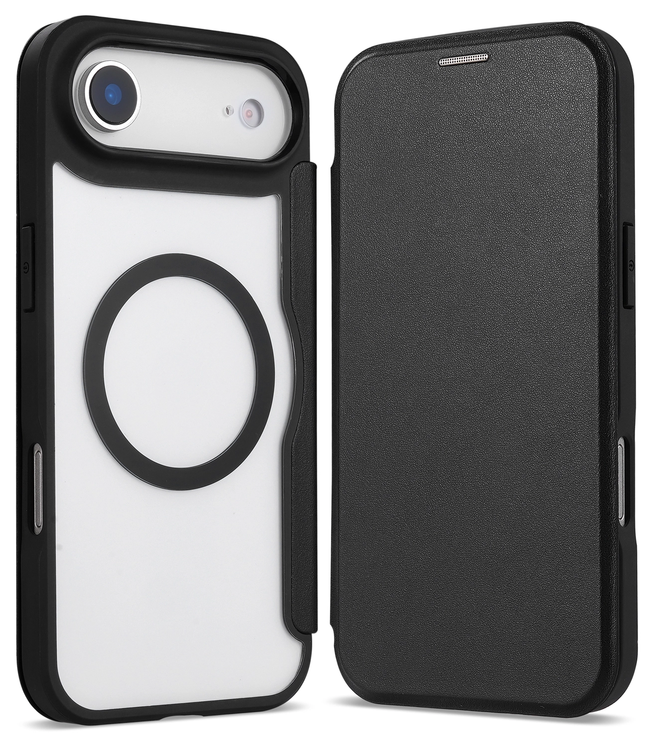 Apple iPhone Air Hoesje met MagSafe Book Case Transparant Zwart afbeelding 2
