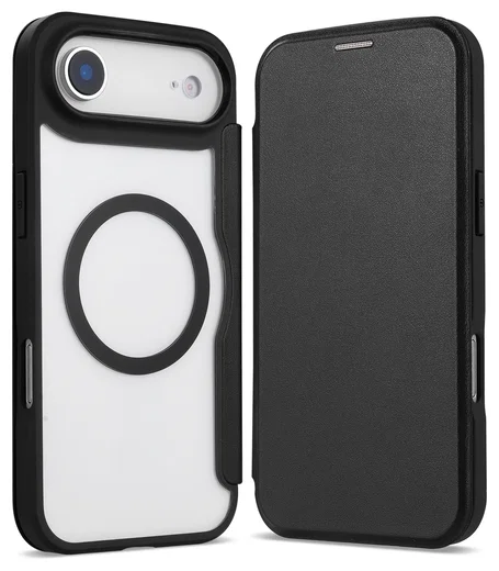Apple iPhone Air Hoesje met MagSafe Book Case Transparant Zwart afbeelding 2