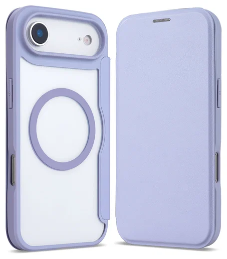 Apple iPhone Air Hoesje met MagSafe Book Case Transparant Paars afbeelding 2