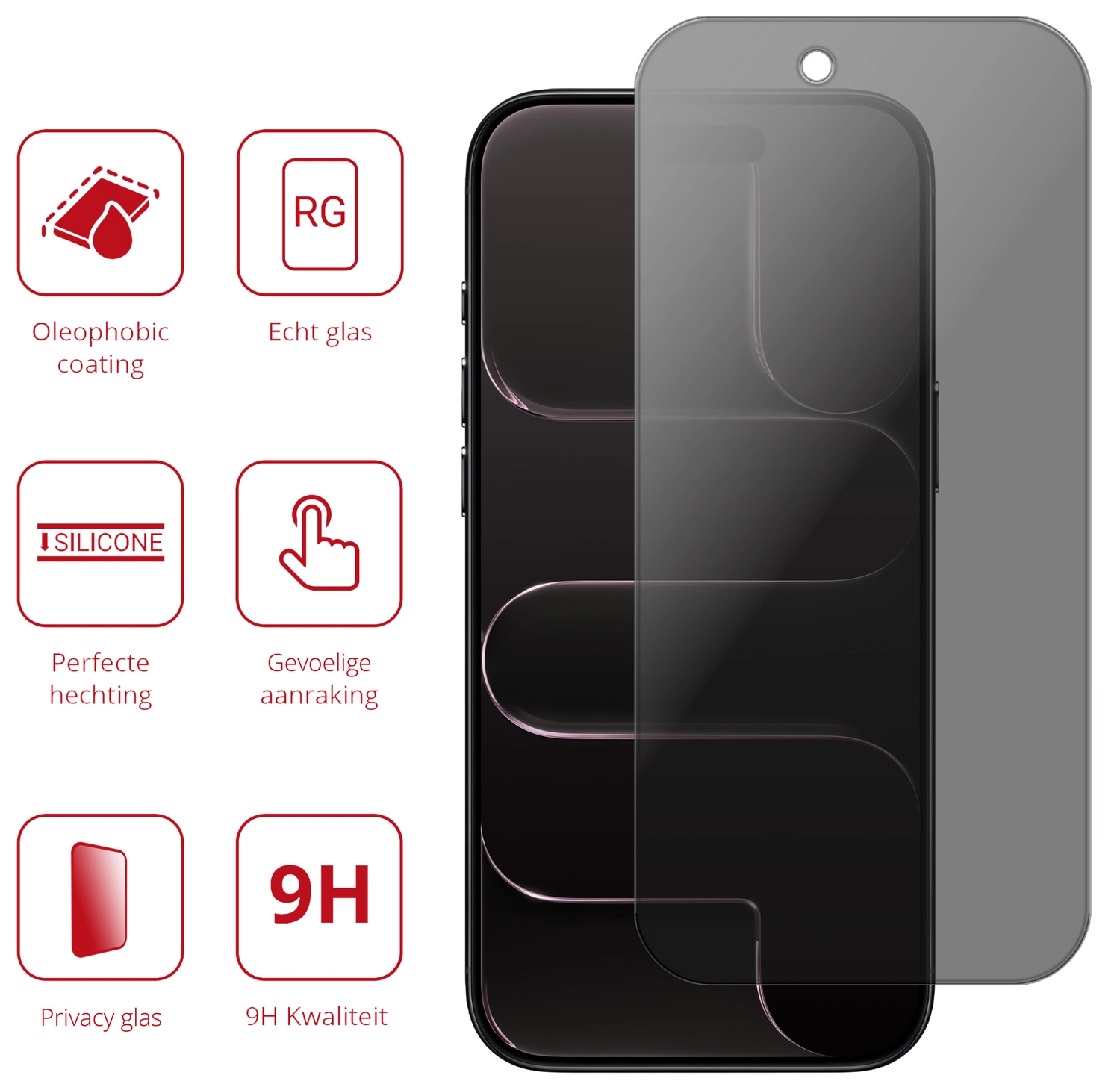 Rosso iPhone Air 9H Tempered Glass Screen Protector Privacy afbeelding 2