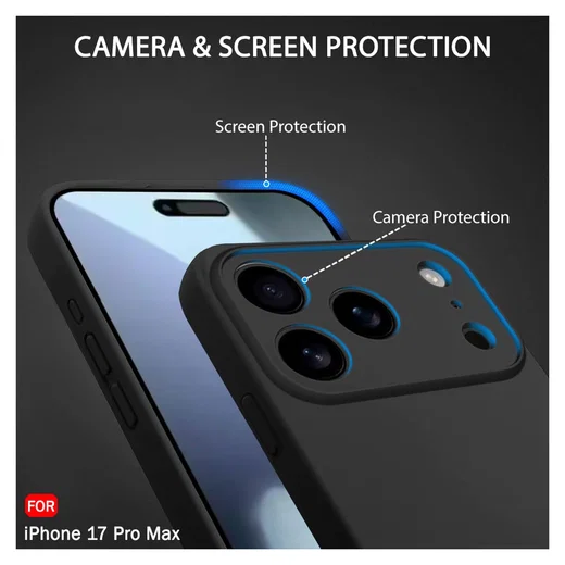Apple iPhone 17 Pro Max Hoesje Dun TPU Back Cover Matte Zwart afbeelding 5