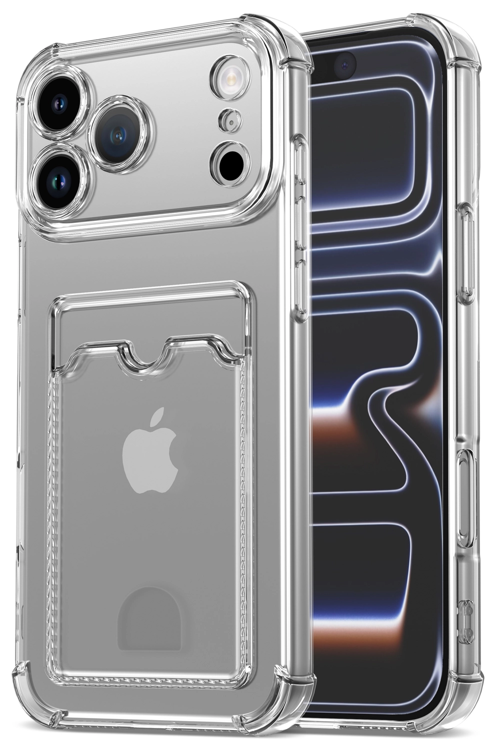 Apple iPhone 17 Pro Max Hoesje Dun TPU met Pasjeshouder Back Cover Transparant afbeelding 2