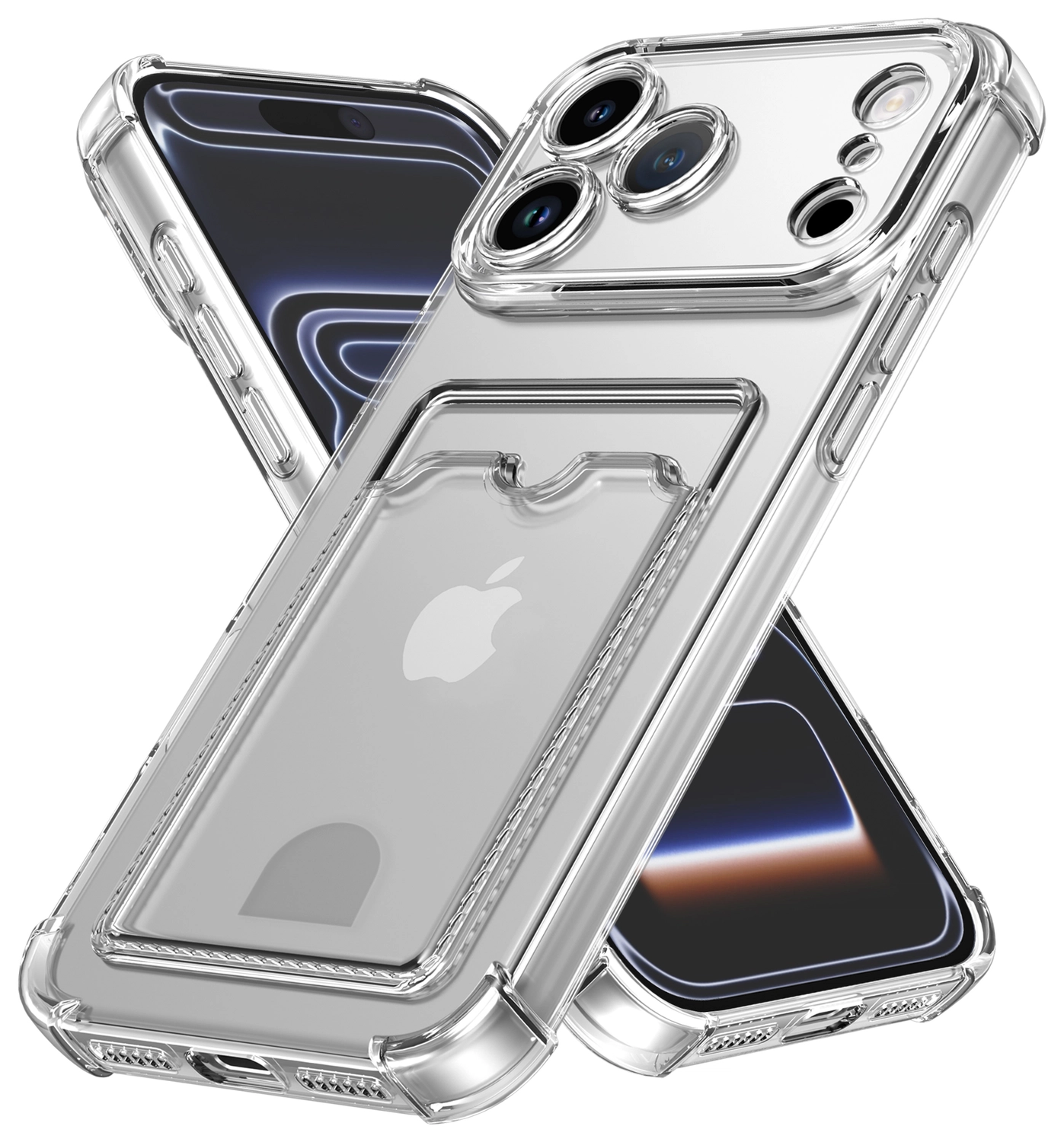 Apple iPhone 17 Pro Max Hoesje Dun TPU met Pasjeshouder Back Cover Transparant afbeelding 1