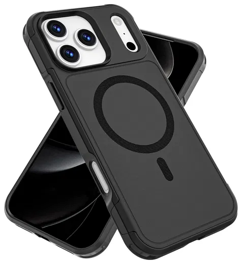 Apple iPhone 17 Pro Max Hoesje Dual-Layer Hybride Back Cover met MagSafe Zwart afbeelding 1