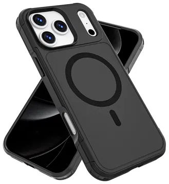 Apple iPhone 17 Pro Max Hoesje Dual-Layer Hybride Back Cover met MagSafe Zwart