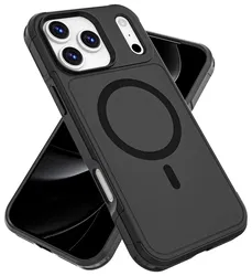 Apple iPhone 17 Pro Max Hoesje Dual-Layer Hybride Back Cover met MagSafe Zwart afbeelding