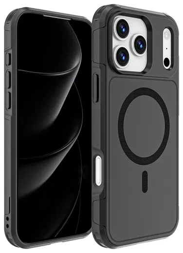 Apple iPhone 17 Pro Max Hoesje Dual-Layer Hybride Back Cover met MagSafe Zwart afbeelding 2