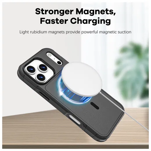 Apple iPhone 17 Pro Max Hoesje Dual-Layer Hybride Back Cover met MagSafe Zwart afbeelding 3