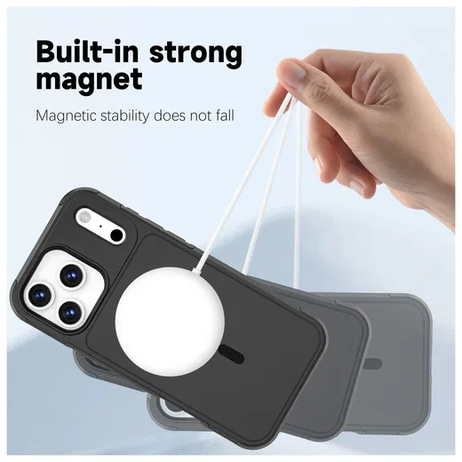 Apple iPhone 17 Pro Max Hoesje Dual-Layer Hybride Back Cover met MagSafe Zwart afbeelding 5