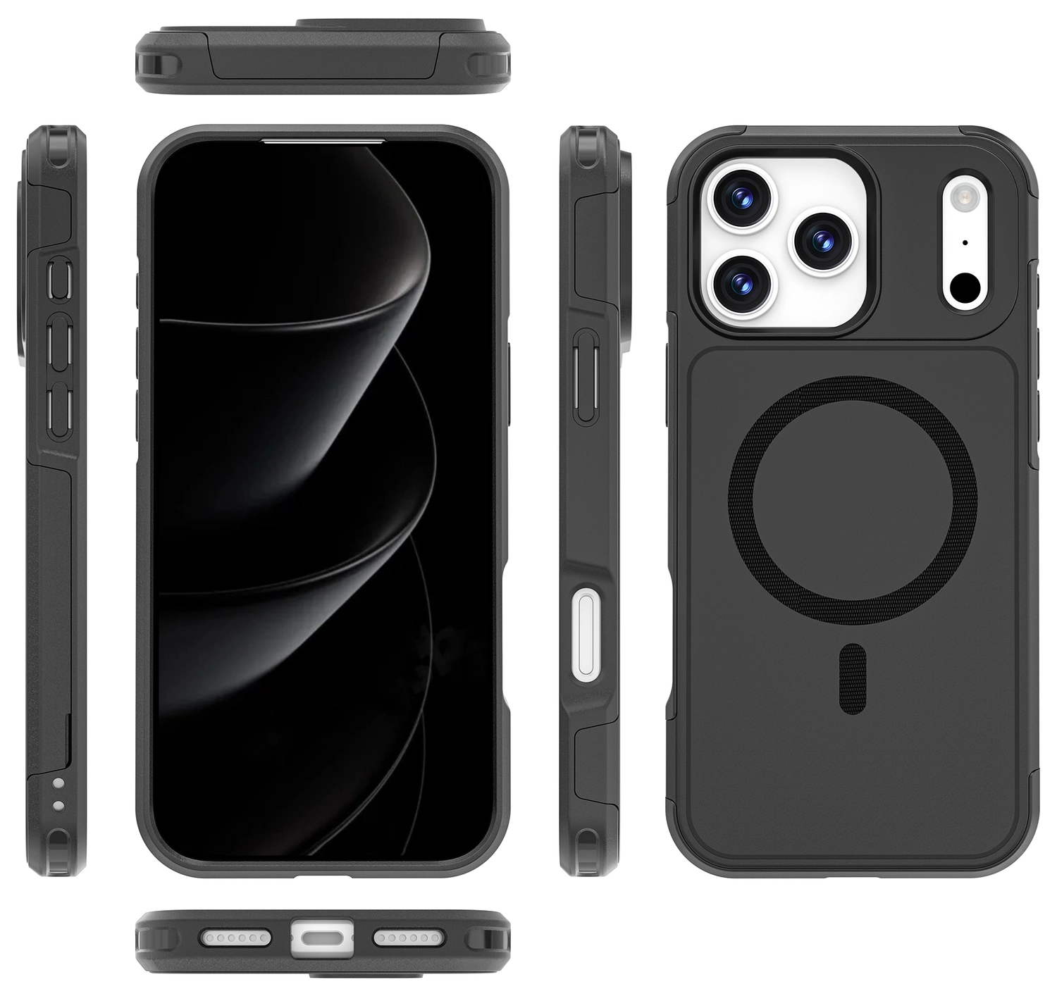 Apple iPhone 17 Pro Max Hoesje Dual-Layer Hybride Back Cover met MagSafe Zwart afbeelding 9