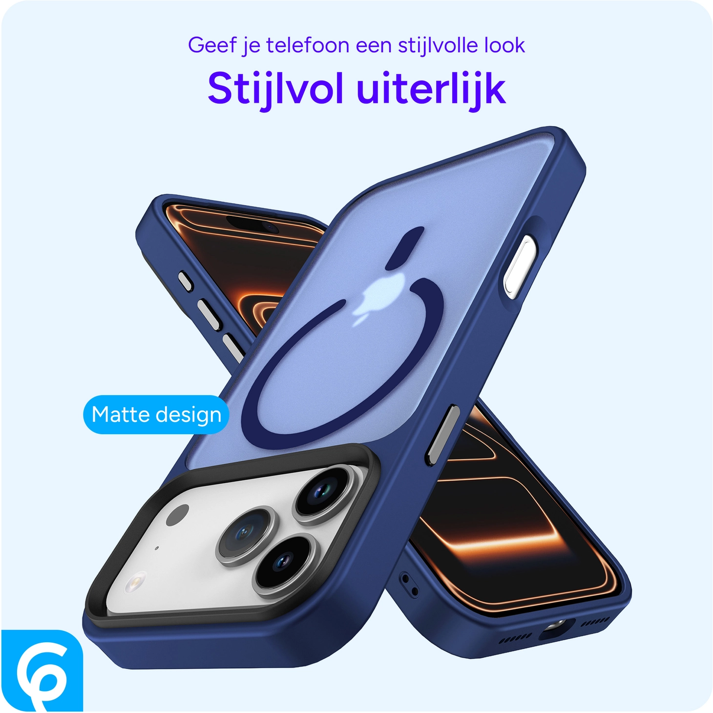iPhone 17 Pro Max Hoesje met MagSafe Back Cover Matte Donker Blauw afbeelding 2